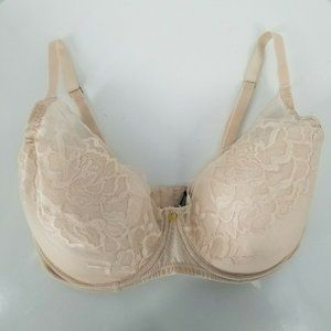 NATORI Underwire Lace Floral Semi Sheer Bra Size 32G 32F 32E Nude Beige Tan NWOT